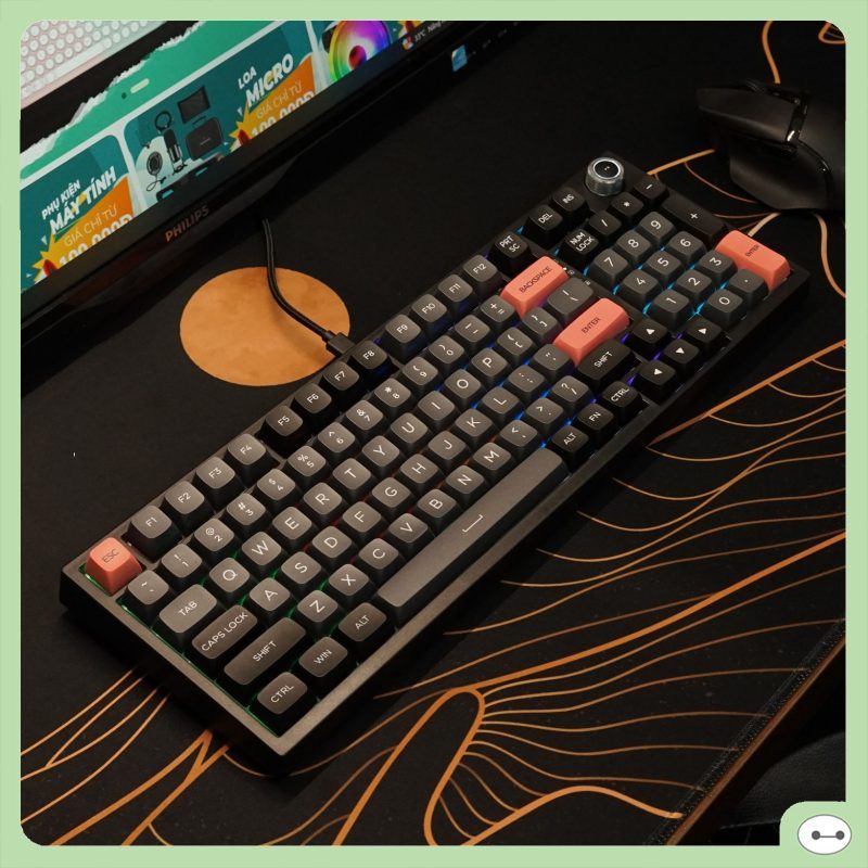 BÀN PHÍM CƠ ASESTEK AK98 GREY BLACK RED- Blue SWITCH